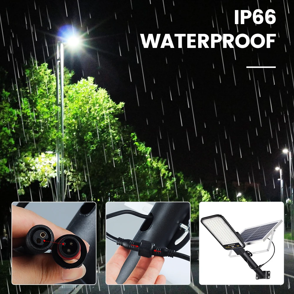 Ip66 Waterproof Outdoor Solar Street Light Motion Sensor + Remote Control 200W 30000MAH Led Solar Street Lamp White 80 Canopy