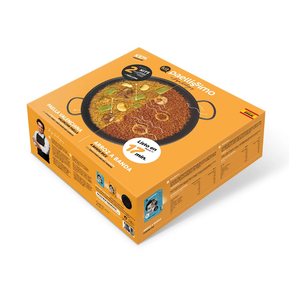 Paella Semi-finished product. Kit de paellas. Healthy heating cooked. Canned instant food. Meat and seafood rice. Gift pack