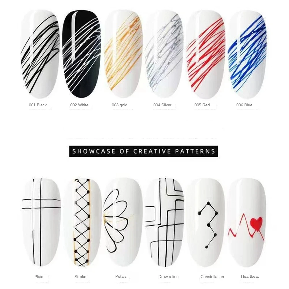 6 Color Spider Wire Gel Nail Polish 5ml Flower Drawing Painting Gel Creative Point To Line Nail Art Gel Polish Varnish Top Coat