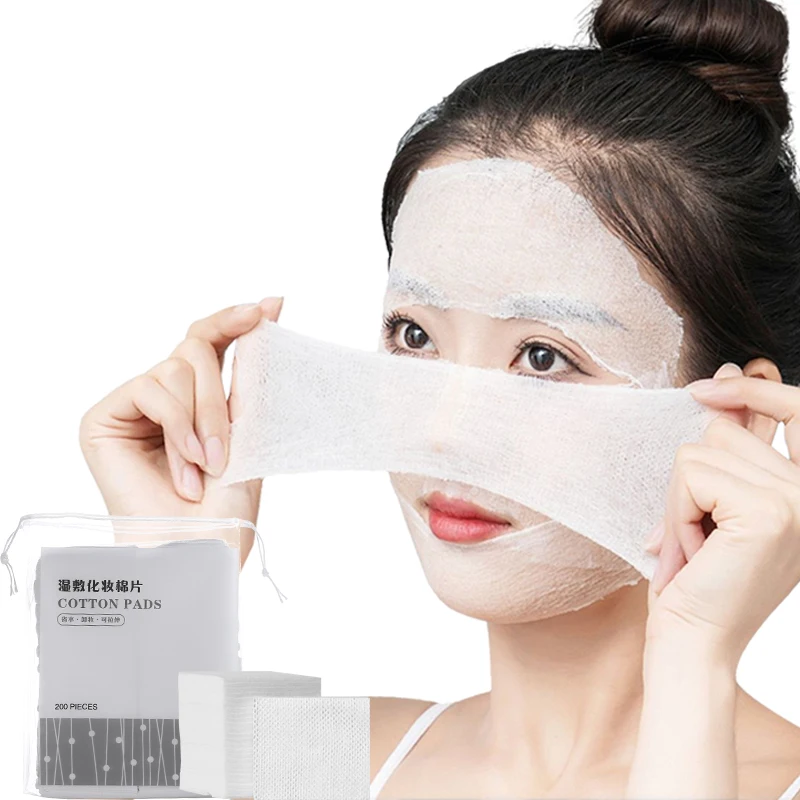 200 Pcs Stretchable Wet Compress Cotton Pads B330 Moisturizing Cosmetic Pad Face Eye Nail Makeup Remover Breathable Cotton Pad