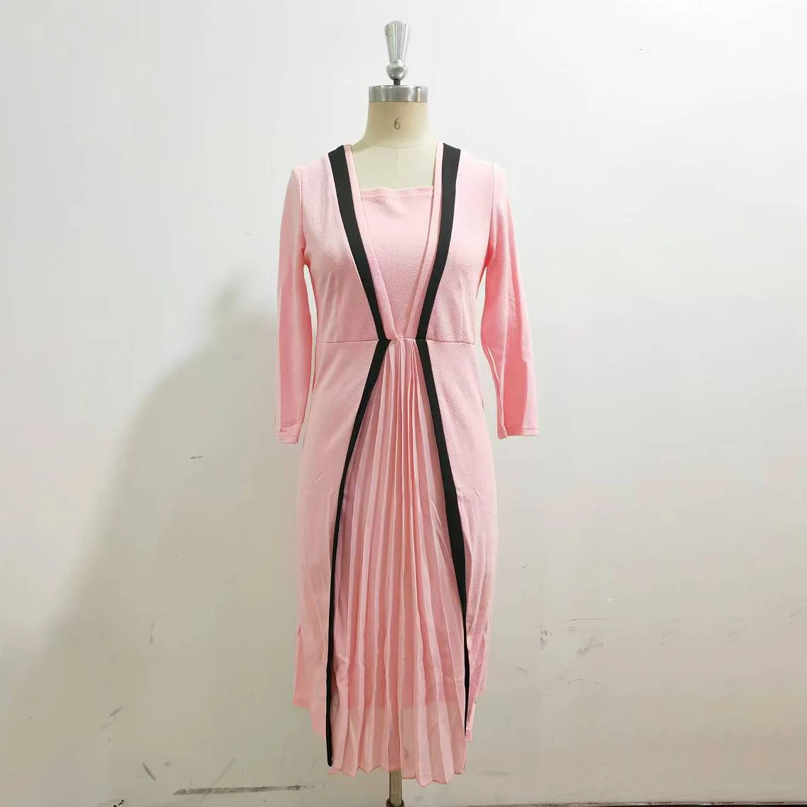 Formal Workplace Work Colorblocked Frill Dress Women Lady Elegant Long Party Casual Business Church Prom Dresses 2024