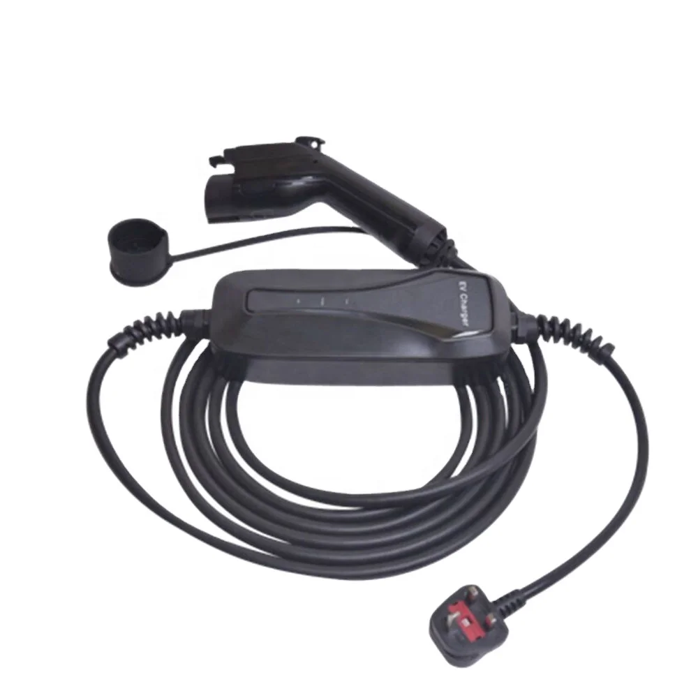 
Зарядное устройство для электромобилей типа 1 с контролируемым цифровым экраном (вилка стандарта Великобритании, 3 контакта), портативное зарядное устройство для электромобиля 