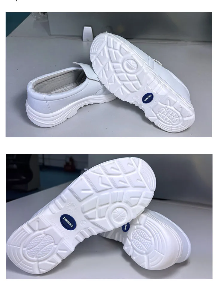 Clean room footwear slip resistant white ESD anti-static safety shoes with steel toe