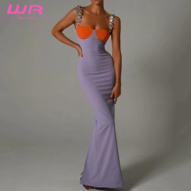 New latest summer sleeveless sexy slit design elegant party dress women fashion new trendy spaghetti strap maxi dress