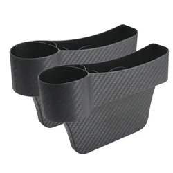 Universal size carbon fiber car seat gap filler organizer with large cup holder