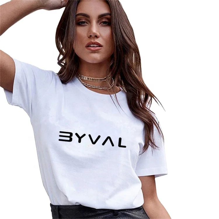 Женская футболка с принтом на заказ Byval из 95% хлопка и 5% спандекса трафаретной печатью футболки графическим