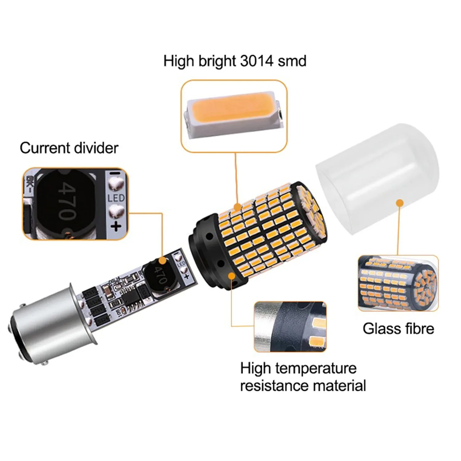 extra high led light support for car T20 7440 w21w 3014 4014 144 SMD 7443 1156 BA15S 1157 BAY15D for led turn signal lights bulb