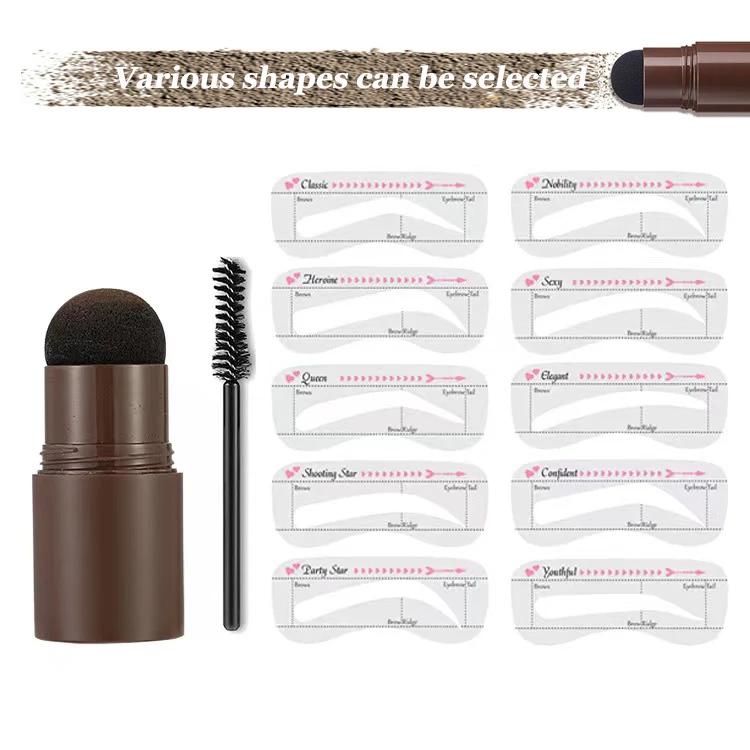 Waterproof One Step Brow Stamp Shaping Kit Private Label Eyebrow Powder Stamp Brow Stencil And Face Grooming Shadow