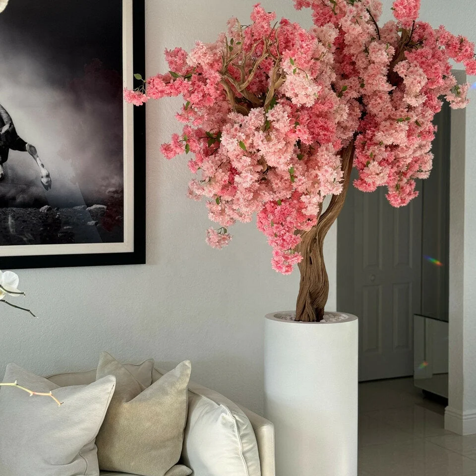 Tik Tok YouTube Instagram Latest Hot Sale Custom Made Pink White Artificial Cherry Blossom Tree For Home Indoor Decor