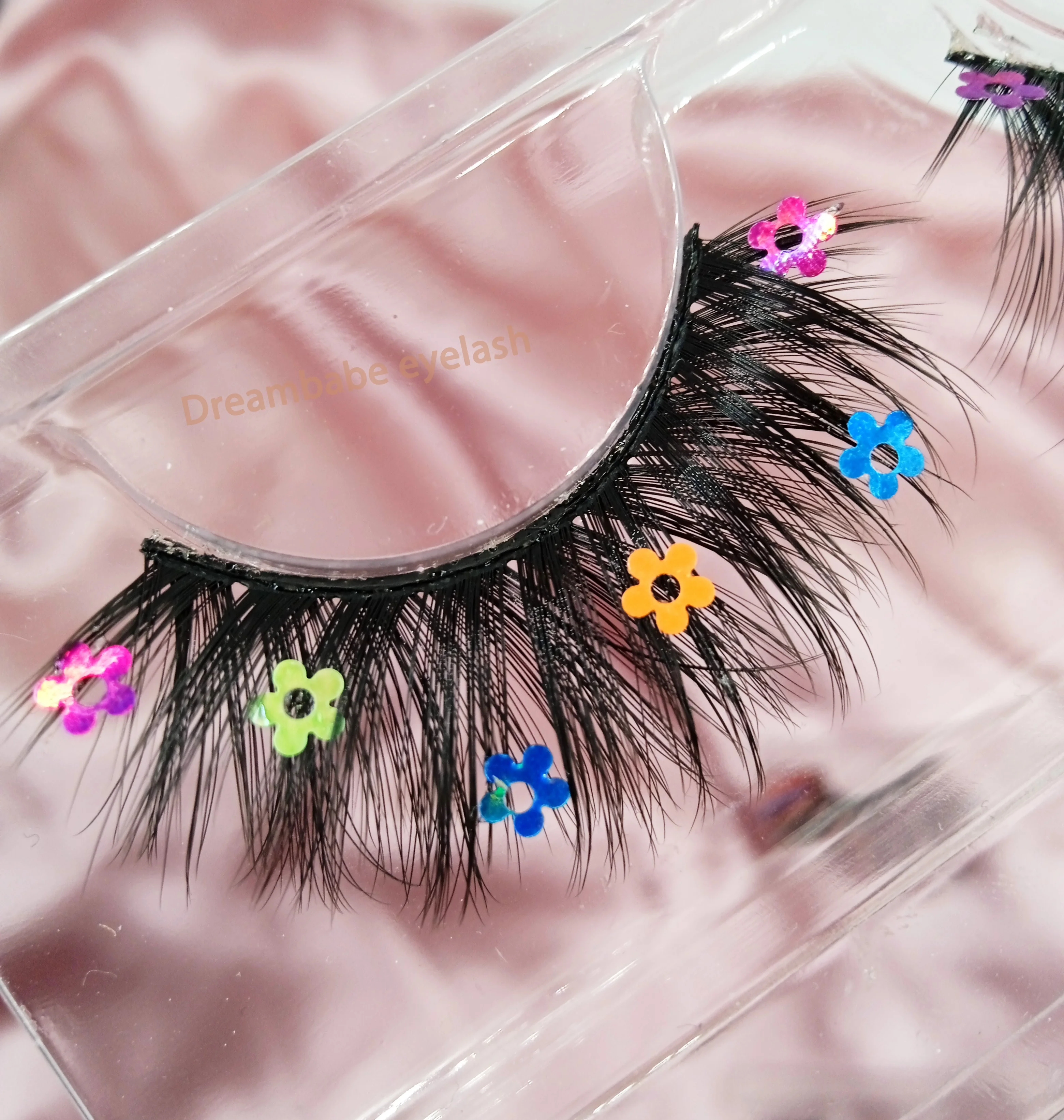 Customize Sequins star Butterfly splash faux Mink eyelashes private label diamond splash with bling colorful star lash