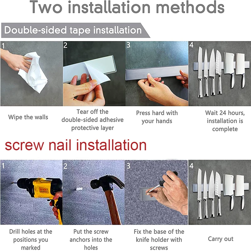 Stainless Steel Magnetic Knife Holder/Rack Strips//Bar/Set For Wall Customized Available