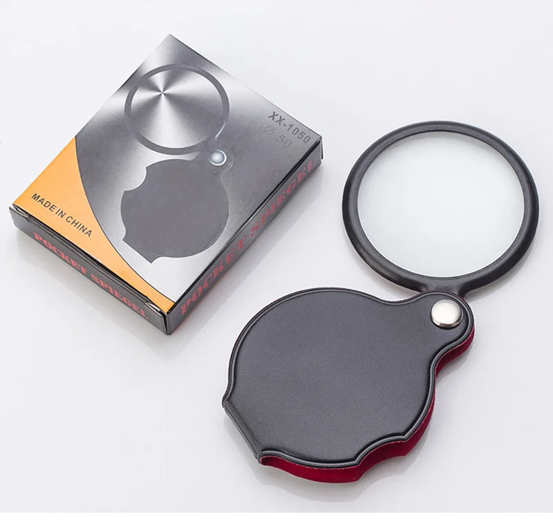 
Factory Direct Selling Folding Mini 50mm Leather Case 8 Times Reading Magnifier For Gift Promotion 