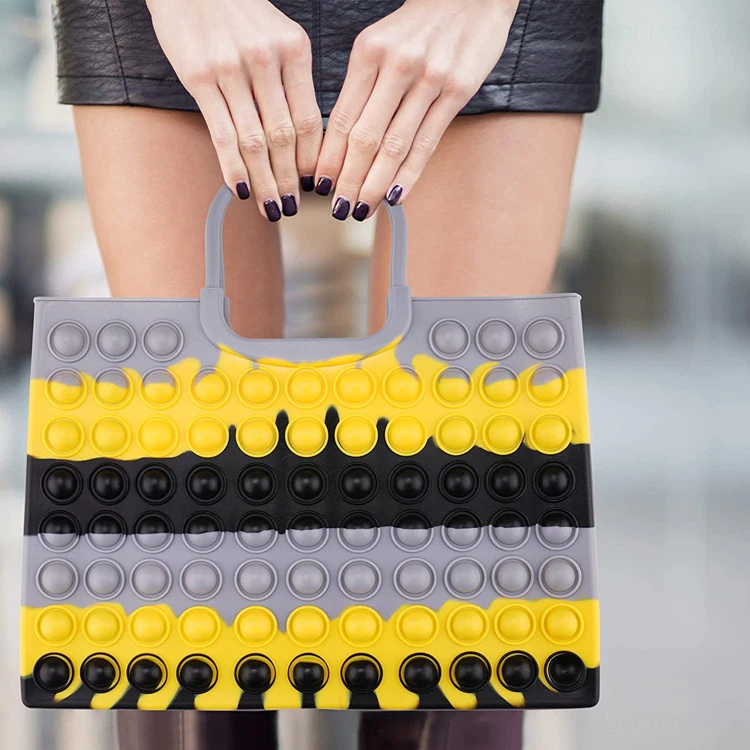 Wholesale Cute Silicone Beach Bag Stress Relief Push Bubble Handbag Multifunctional Anxiety Relief Tote Bag