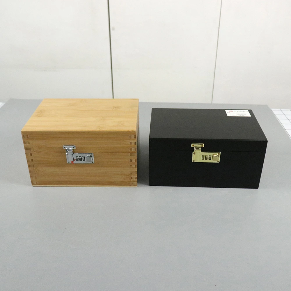 New custom 100% Bamboo Storage Box wooden Smoking Stash Box Sliding Rolling Tray with combination Lock