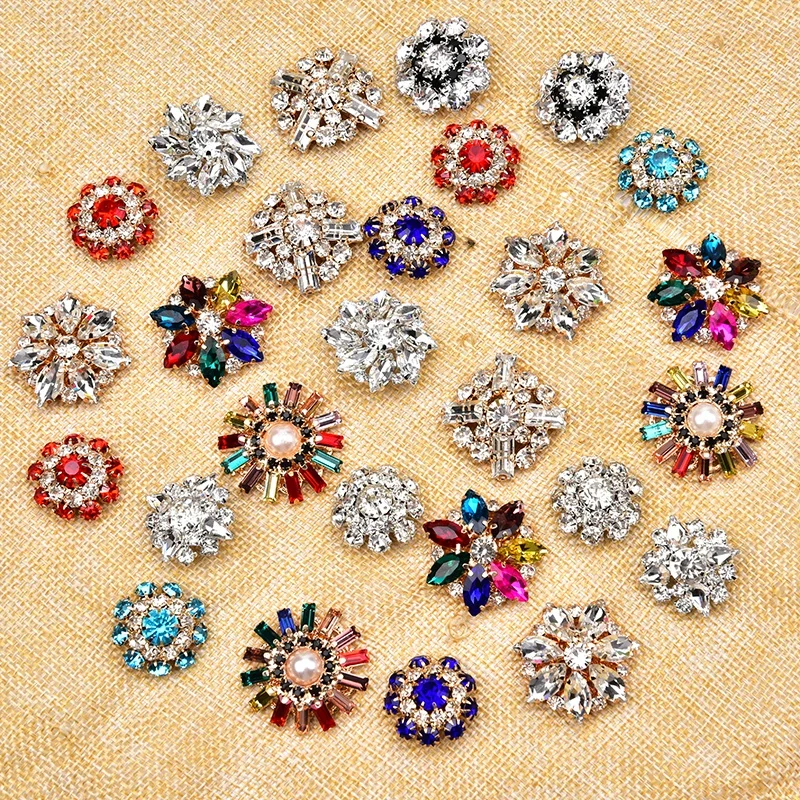 Fashion Sewing Rhinestone Crystal Flower Button for Wedding Bridal Clothes