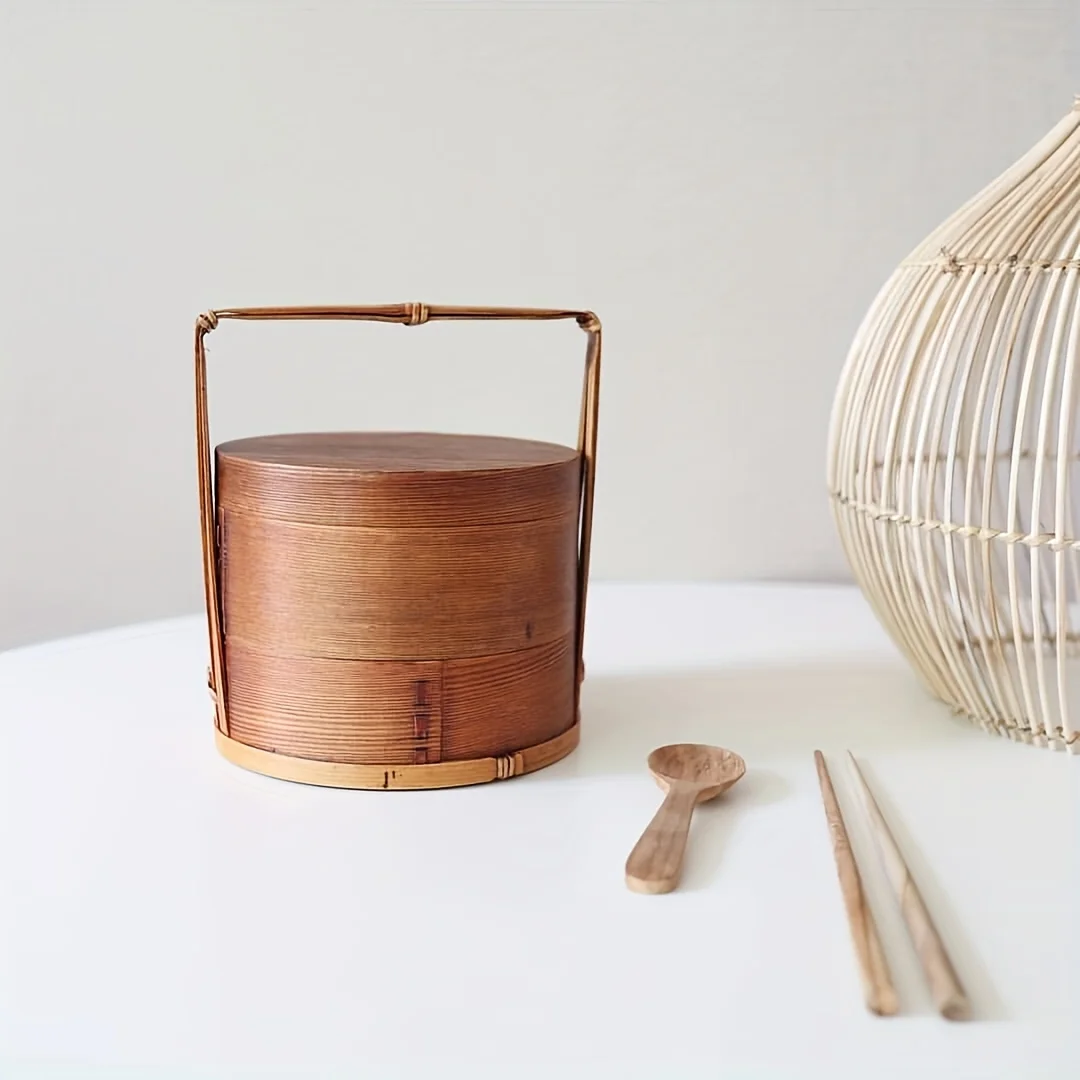 Japanese Bento Box Lunch Box Wooden Picnic Baskets Sushi Box Portable