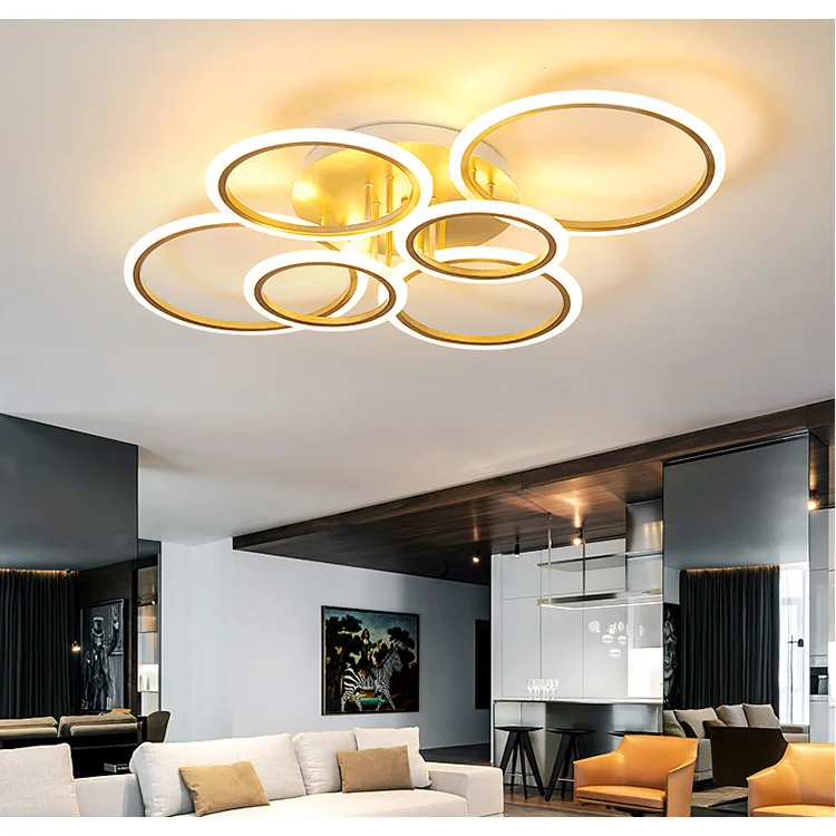Nice shape 60w 6 rings hotel chandelier modern ceiling light modern hanging Lighting fixture