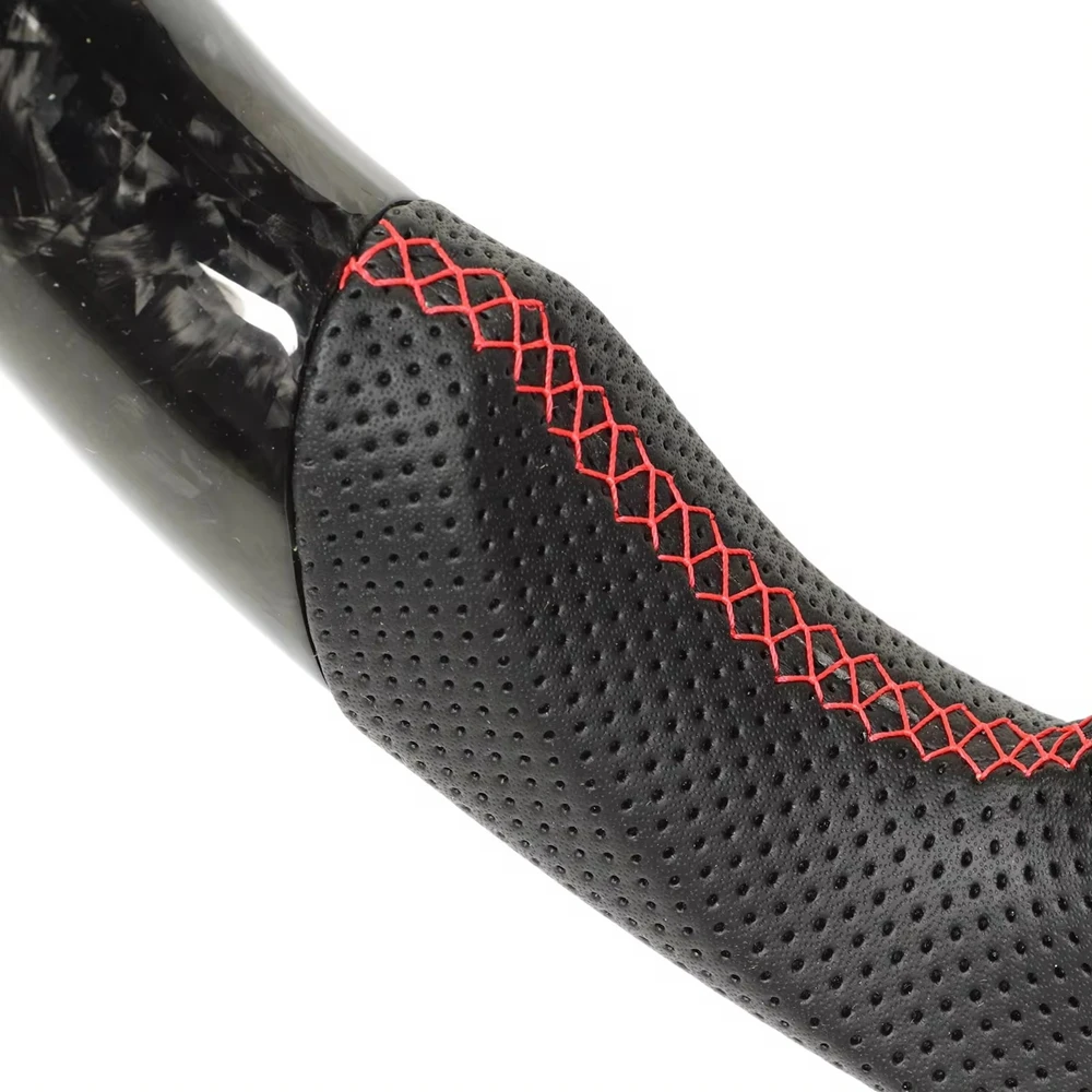 Carbon Fiber Steering Wheel Perforated Leather For Dodge ChallengerCharger Durango WD 2015-23 For Jeep Grand Cherokee SRT