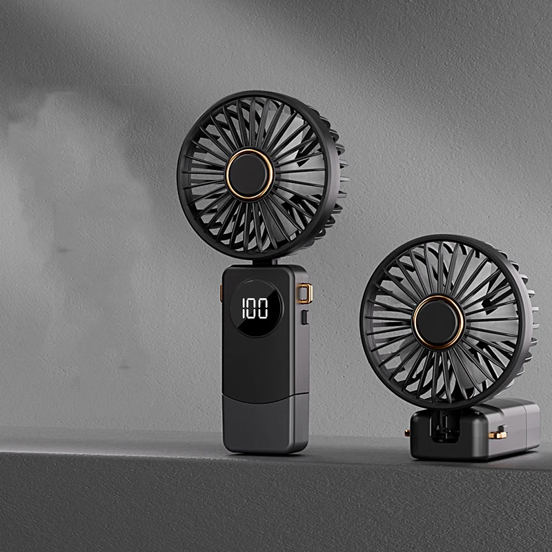 Rechargeable Air Circular Hand Fan Outdoor 1200mAh Handheld Portable Foldable Electric Mini Fan