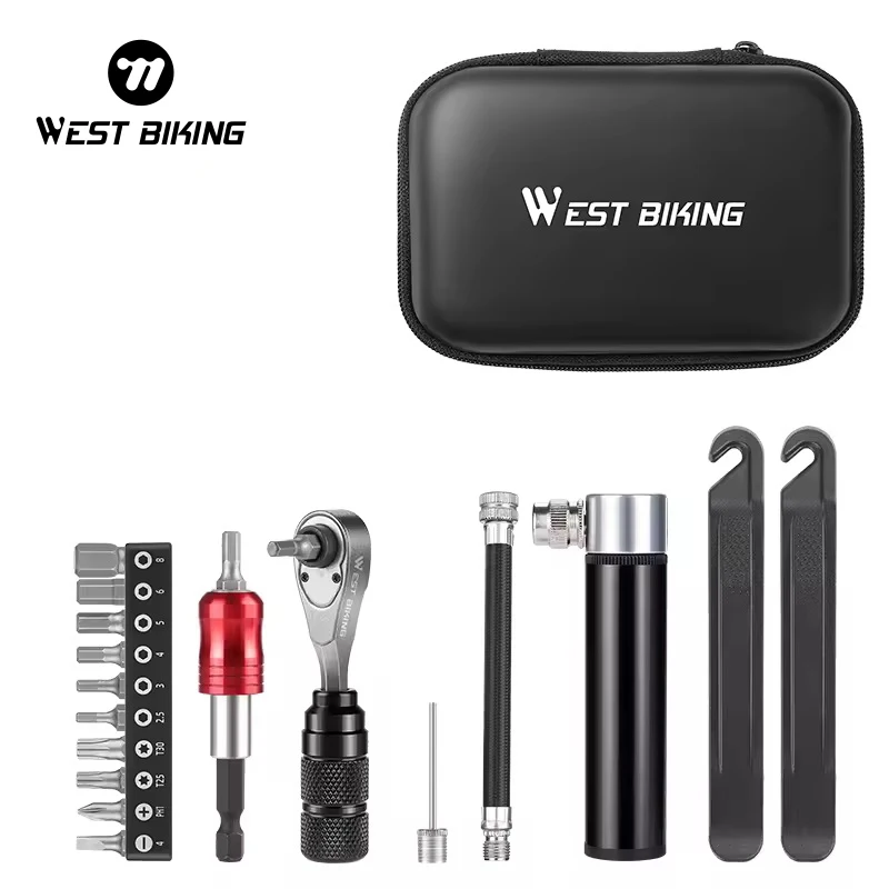 WEST BIKING Bicycle Cycling Equipment Combined Portable Kit Multifunction Mtb Bike Scooter Repair Tools Toolkit Set