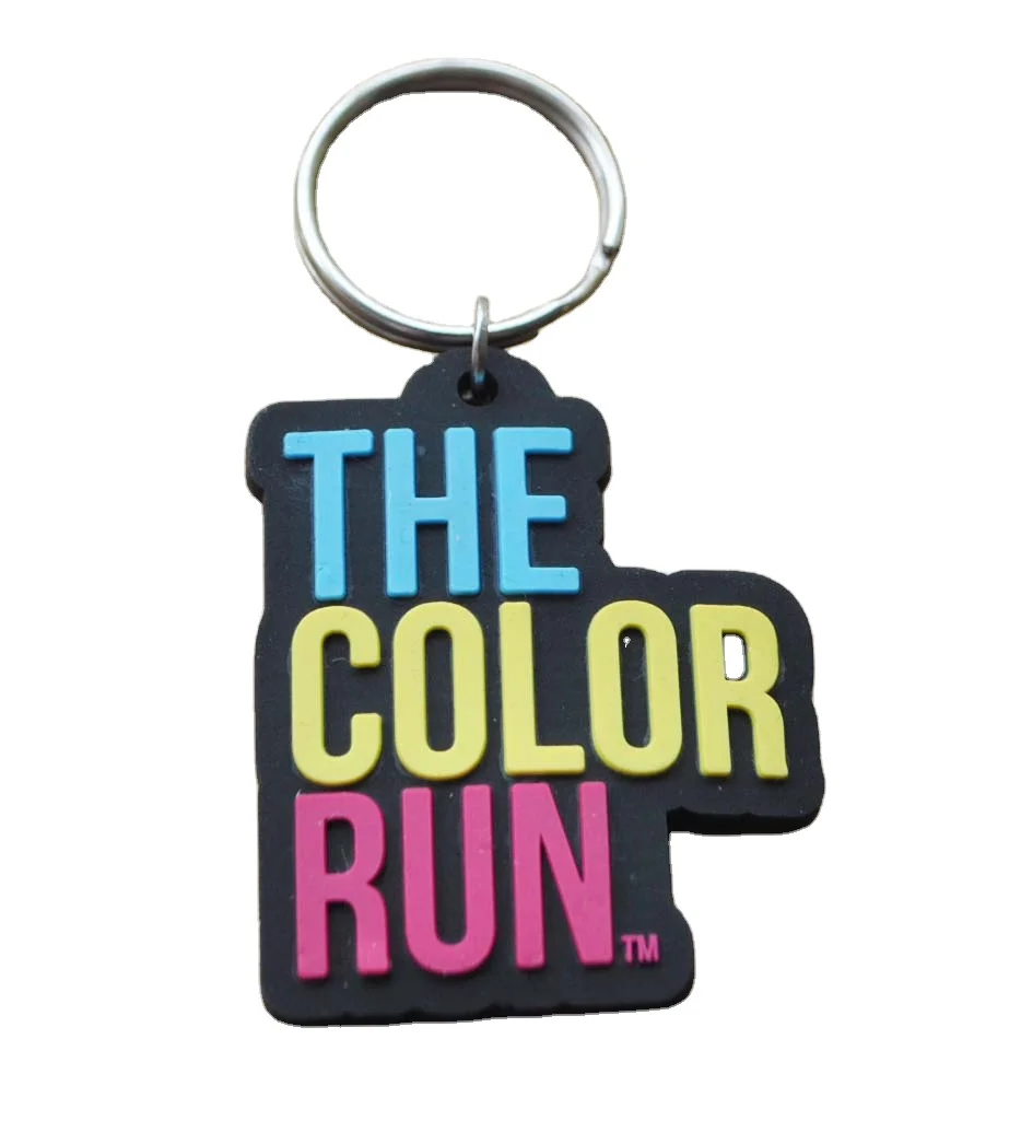 Custom water filled 2D company logo projector rubber keychain