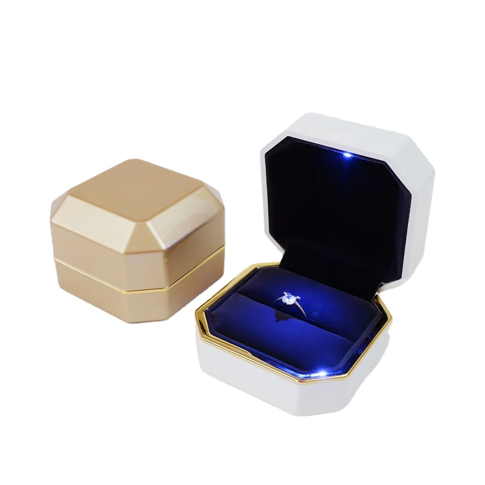 Hot Custom Logo Plastic Jewelry Packaging gift LED Light Ring Box  Bracelet Pendant Bangle Ring Jewellery Boxes