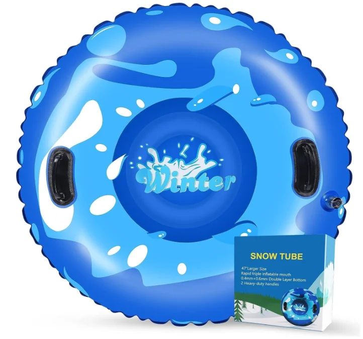Kids Plastic Donut Snow Sled Cold-Resistant PVC Tubing Inflatable Snow Sledge Slide for Skiing