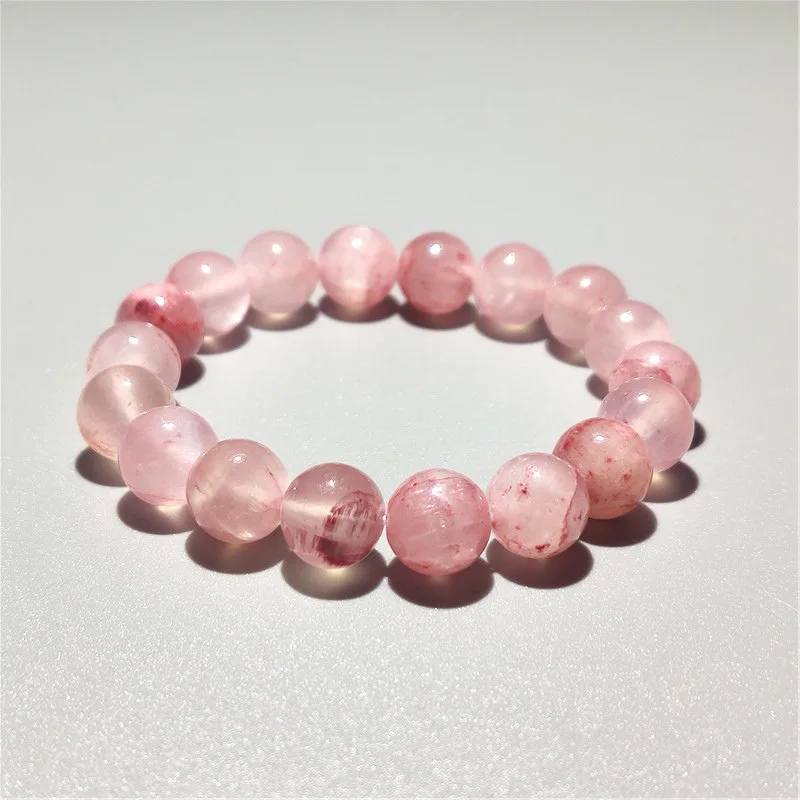 Women 6 8 10 12MM Crackled Healing Crystal Beads Rose Quartz Pink Agate Bracelet Stretch Natural Stone Persian Jade Bracelet