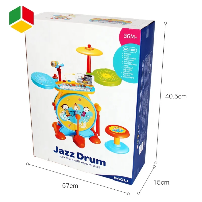 QS Toy 2 IN 1 Musical Instrument Gift Kid Plastic Toddler Cartoon Music Toy Jazz Drums Electronic Keyboard Piano From China Toy