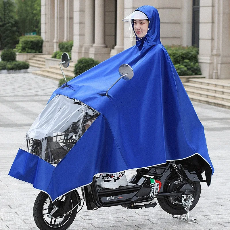Electric vehicle raincoat thickened double brim adult conjoined riding motorcycle rain poncho scooter wholesale rain gear