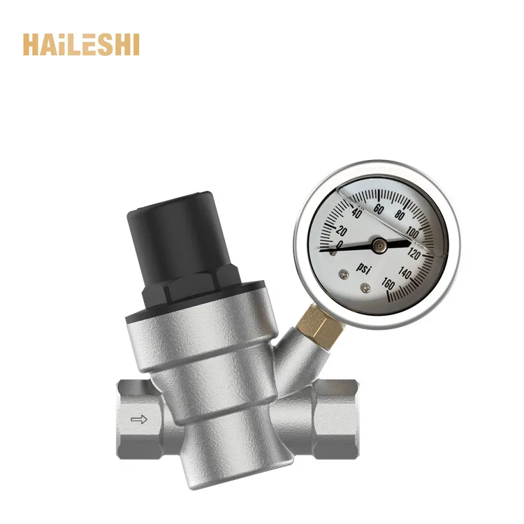 2024 New Manual voltage regulation Brass Water Pressure Regulator with Gauge Brass valve Water Pressure Regulator for home