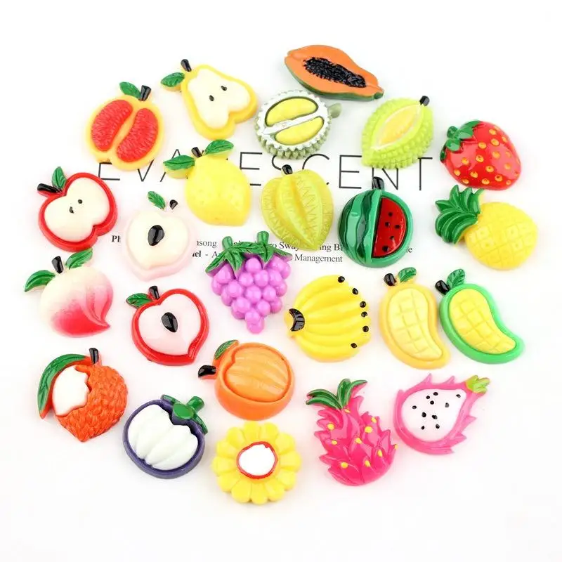 Fruit Resin Accessories Diy Cream Mobile Phone Shell Resin Mangosteen Durian Charms Resin Flatback For Decoration