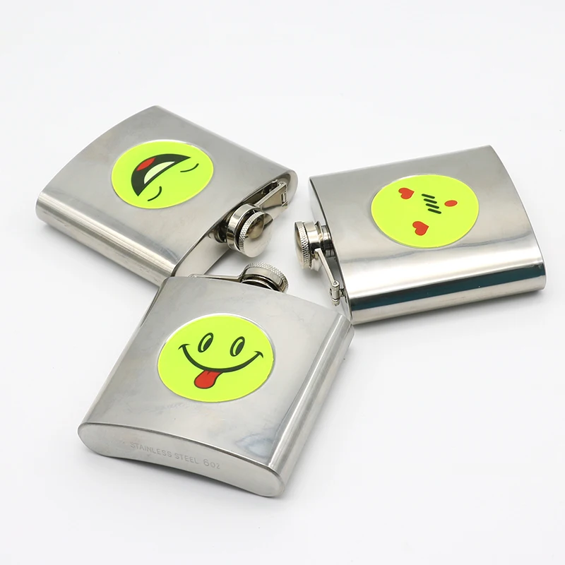 
Flask manufacturers 18/8 stainless steel whiskey flask 6oz round hip flask 