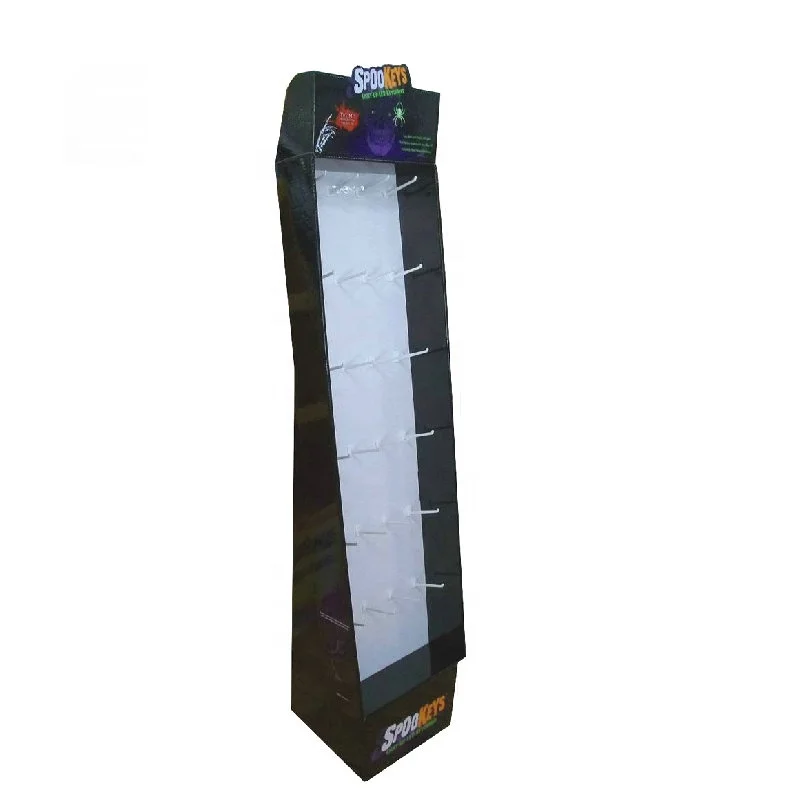 Поп-картонная напольная витрина с крючками, перерабатываемый картон, гофрированная напольная витрина