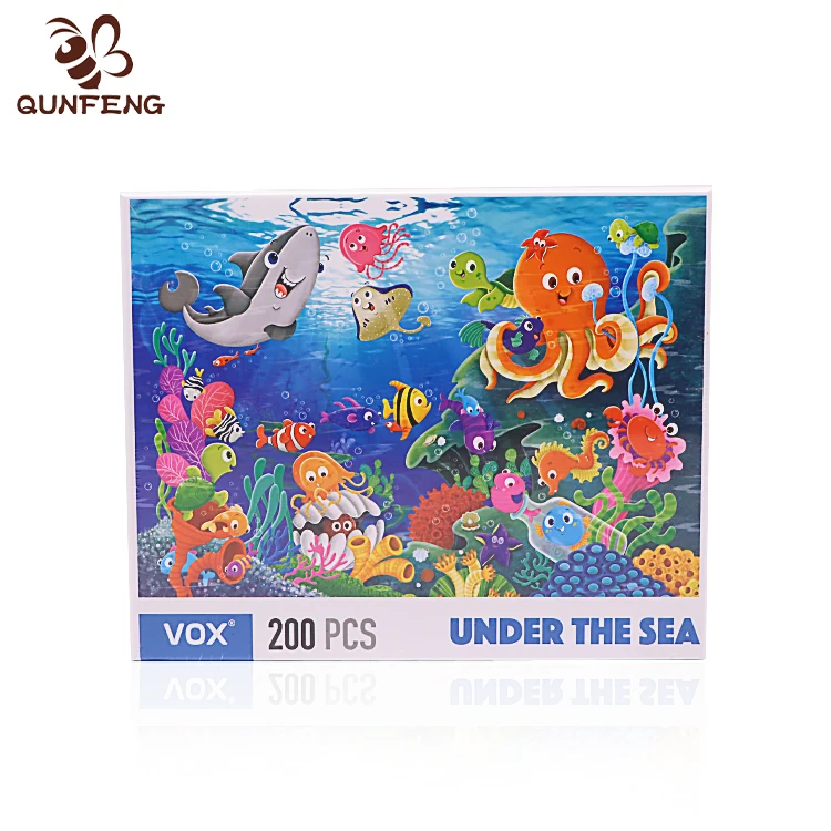 Educational 60 pieces wooden jigsaw puzzle baby early learning toy with metal box