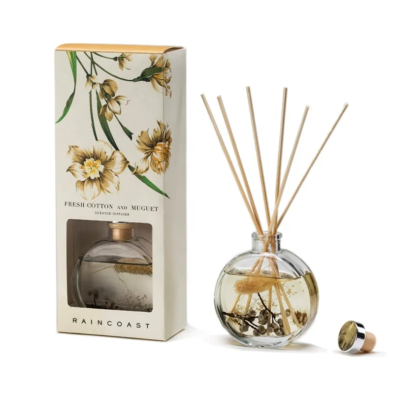 RAINCOAST New Arrival Preserved Flower Reed Diffuser 150ml Circular Glass Oil Diffuser Wholesale