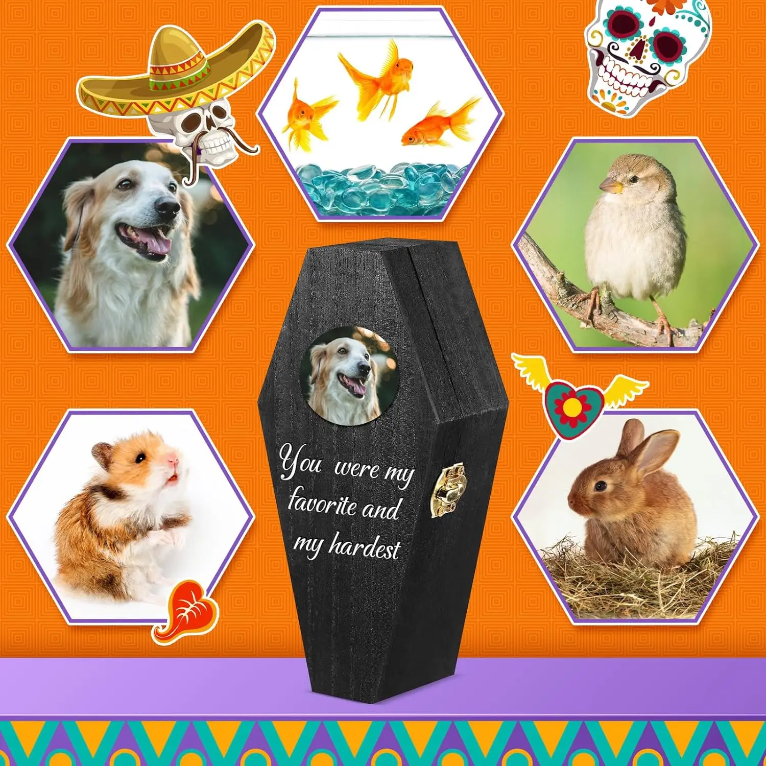 Pack of 4 Unfinished Halloween Wooden Coffin Shape Box with Hinged Lid for Snack Gifts Decorative Jewelry Basket Coffin