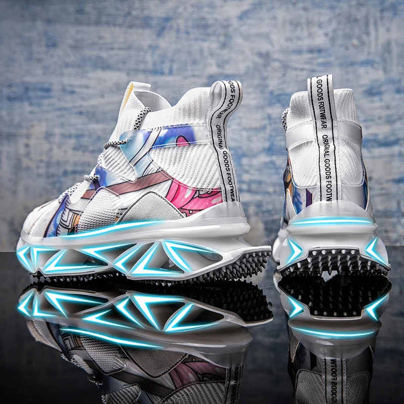 New fashion design Autumn winter leather fly weave knife blade lover shoe lovers Korean version leisure tide shoes