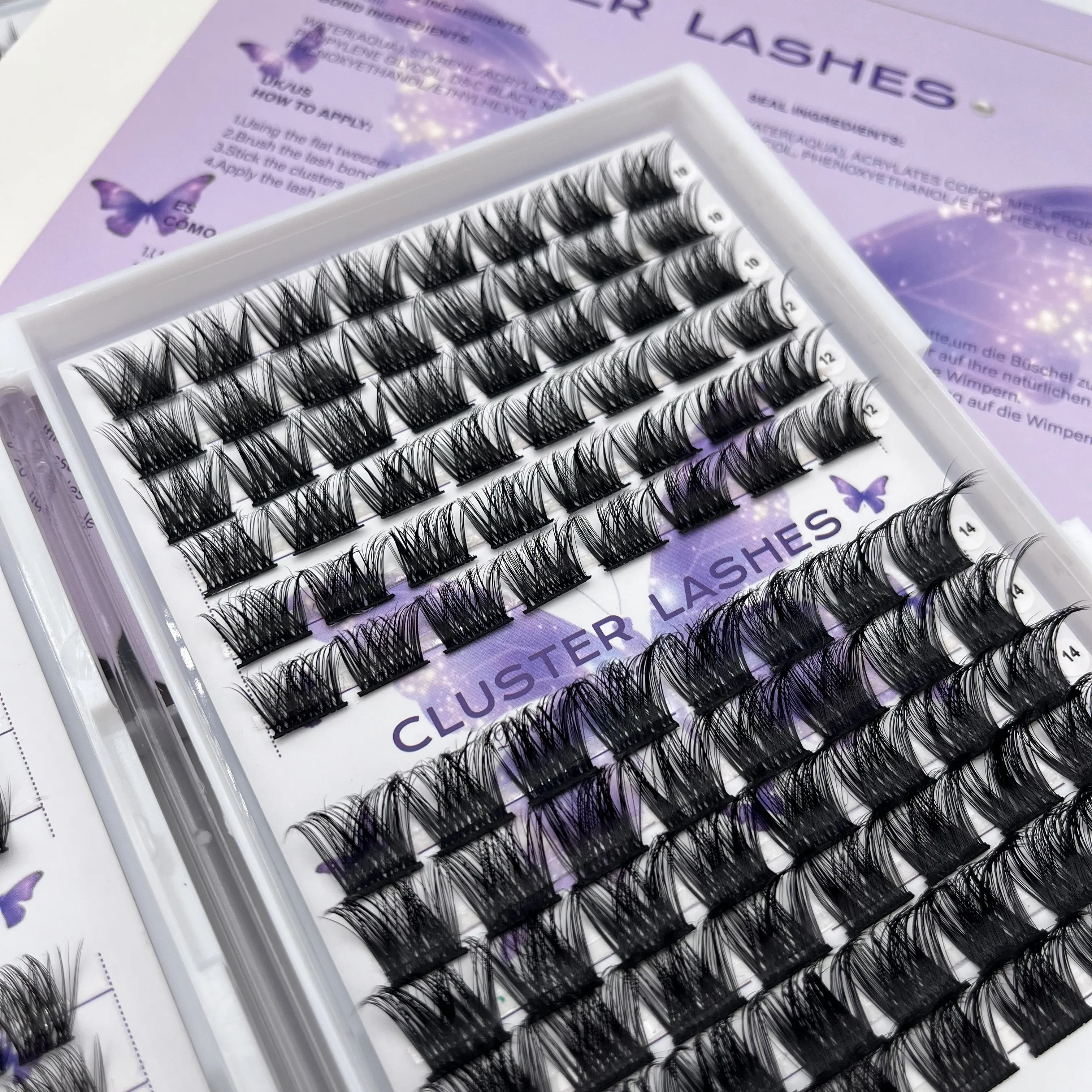 Factory Price Cluster Lashes 240pcs 40D DIY Eyelash Extension Eyelash Extension Kit 10-18mm Fluffy Lash Clusters