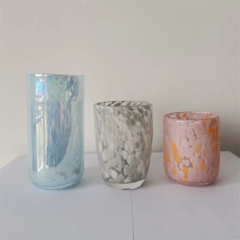 2023 Wholesale Customize Mexican Crystal Colorful Dots Egg Cup Creative Glass Modern Juice Drinking Water Cup Glassware For Home