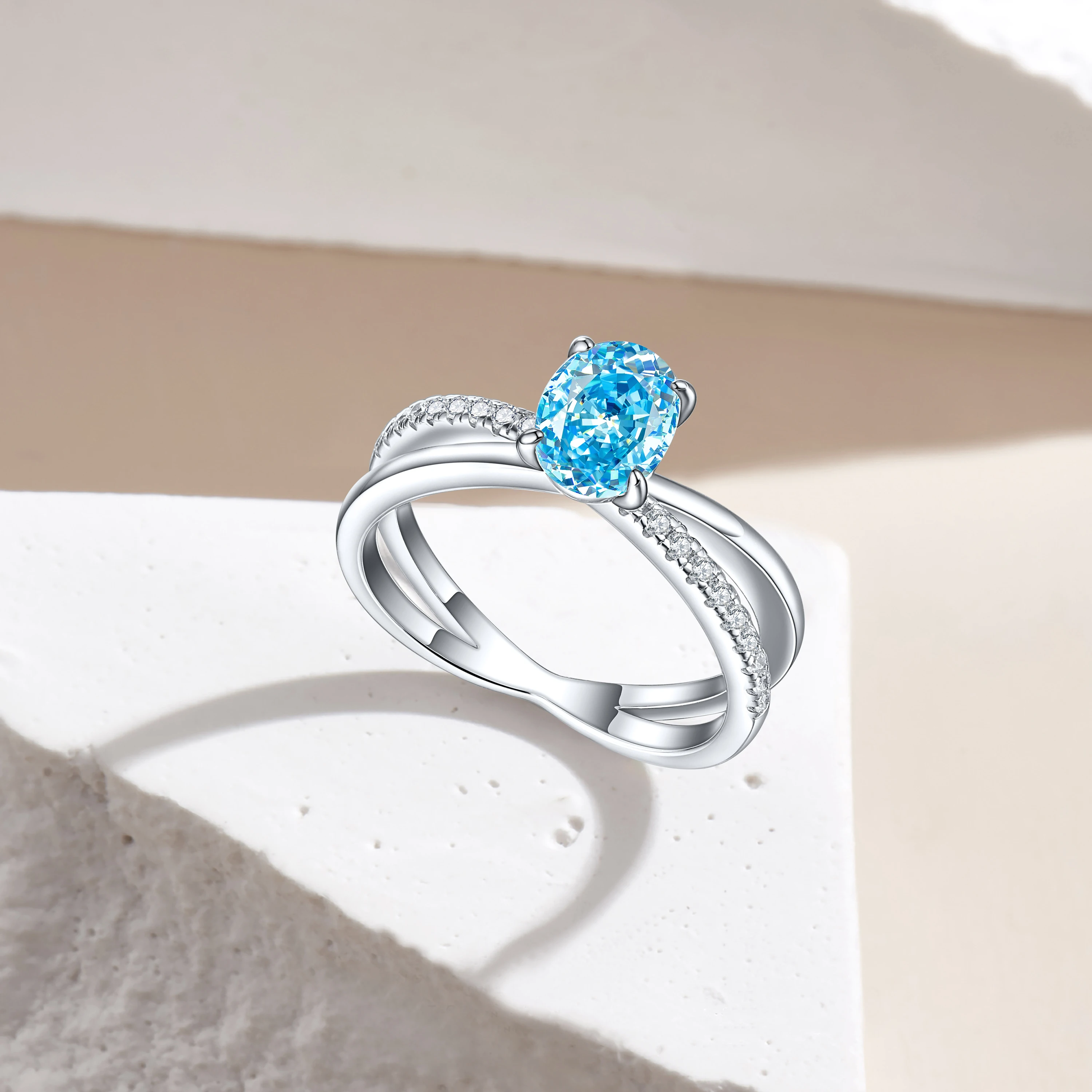 Luxury Fine Jewellery 8a Cubic Zirconia 925 Sterling Silver Women Simple Colored Ring Jewelry Lady Rhodium 18k Gold Plated