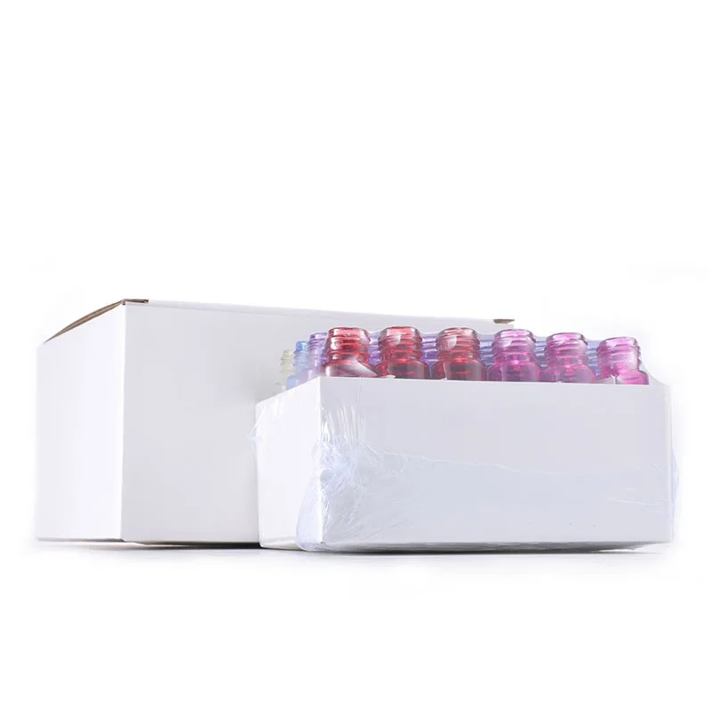 in stock, 24pcs/box Sets Carton 10ml ombre color Glass Roll on Bottle with steel roller for perfume Essential Oil