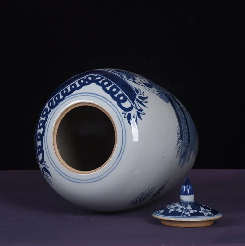 Китайская Ретро синяя и белая банка для конфет в форме яблока аксессуары украшения дома фарфоровая настольная Высокая Цветочная ваза