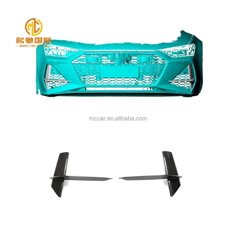 Model 20-21 For  Audi RS7 ABT Style Carbon fiber bumper fog lamp frame Vent decoration blade wind knife