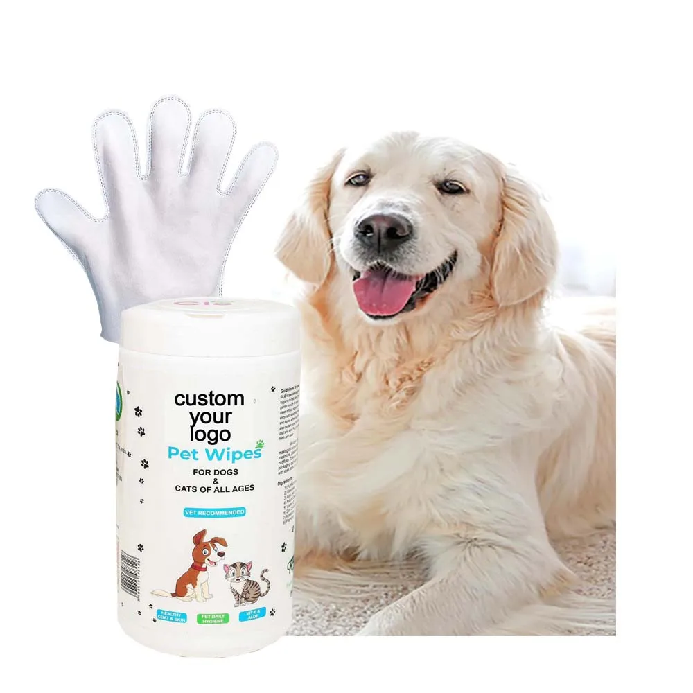 Eco Friendly Pet Biodegradable Bathing Wipe Grooming Cleaning Gloves Customize Disposable Hypo-Allergenic Dog Carbon Wet Wipes