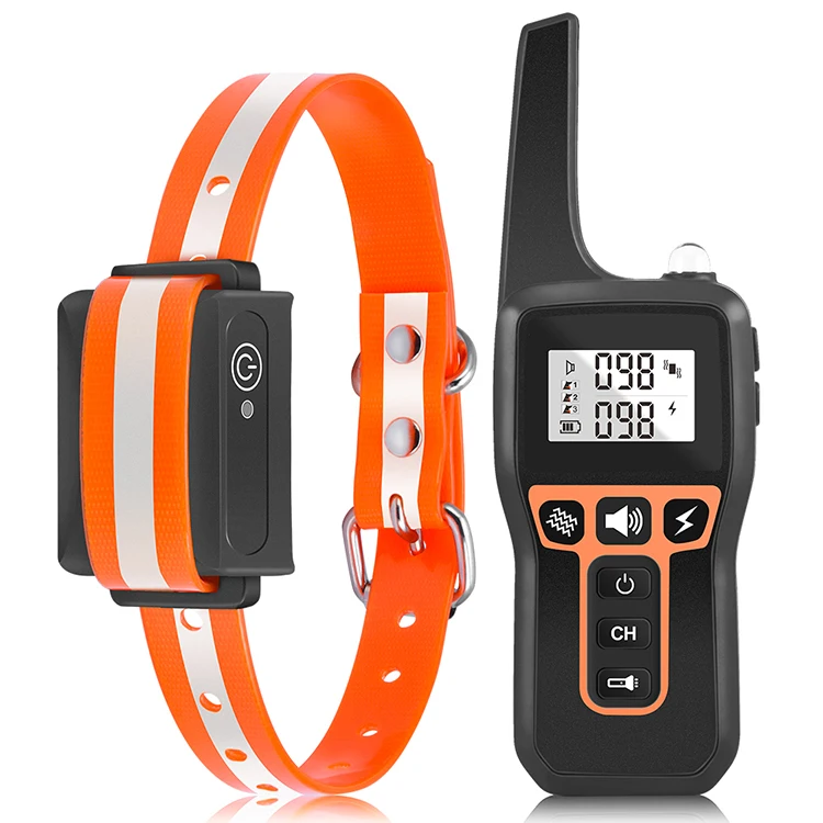 
Remote Dog Training Device Barking Prevention Waterproof Black TPU Reflective Collar 