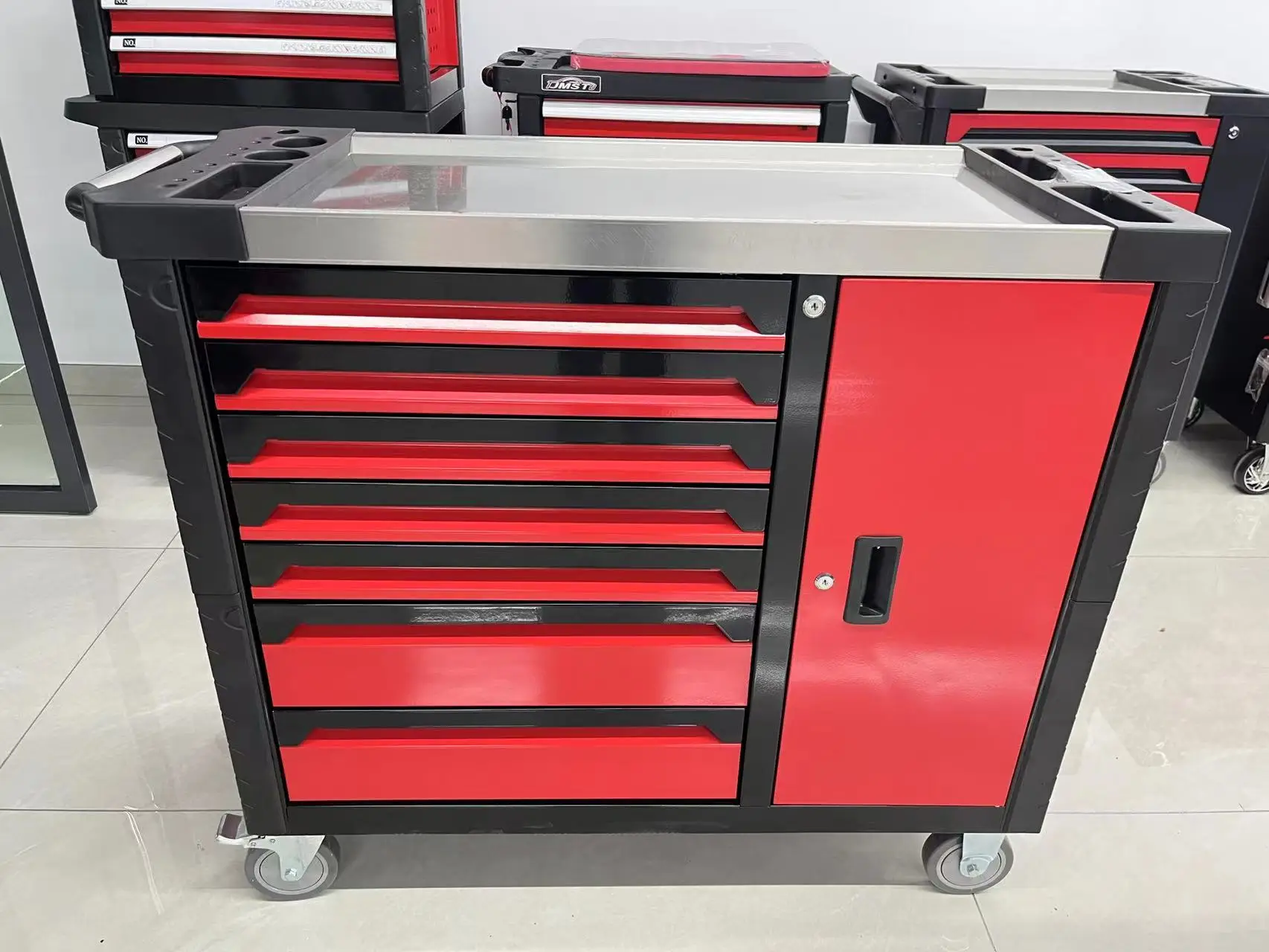 2024 Best Sell 7 drawers tool trolley with side door classic design drawer tool cabinet professional workshop