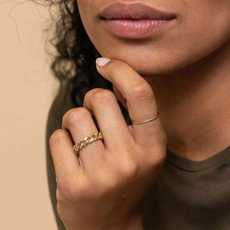 Milskye Wholesale Luxury 925 Sterling Silver Bold Thick Cut Curb Link Chain Ring