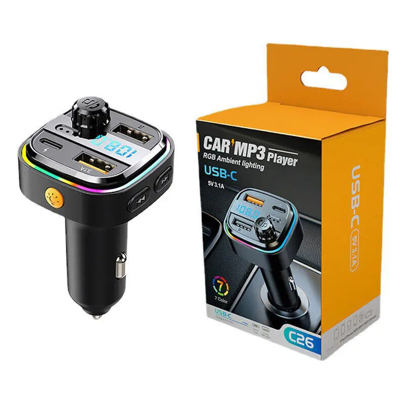C26 Dual Usb Car Charging Fast Charging BT Hands-Free Fm Transmitter In Car BT Mp3 Player Multifunctional