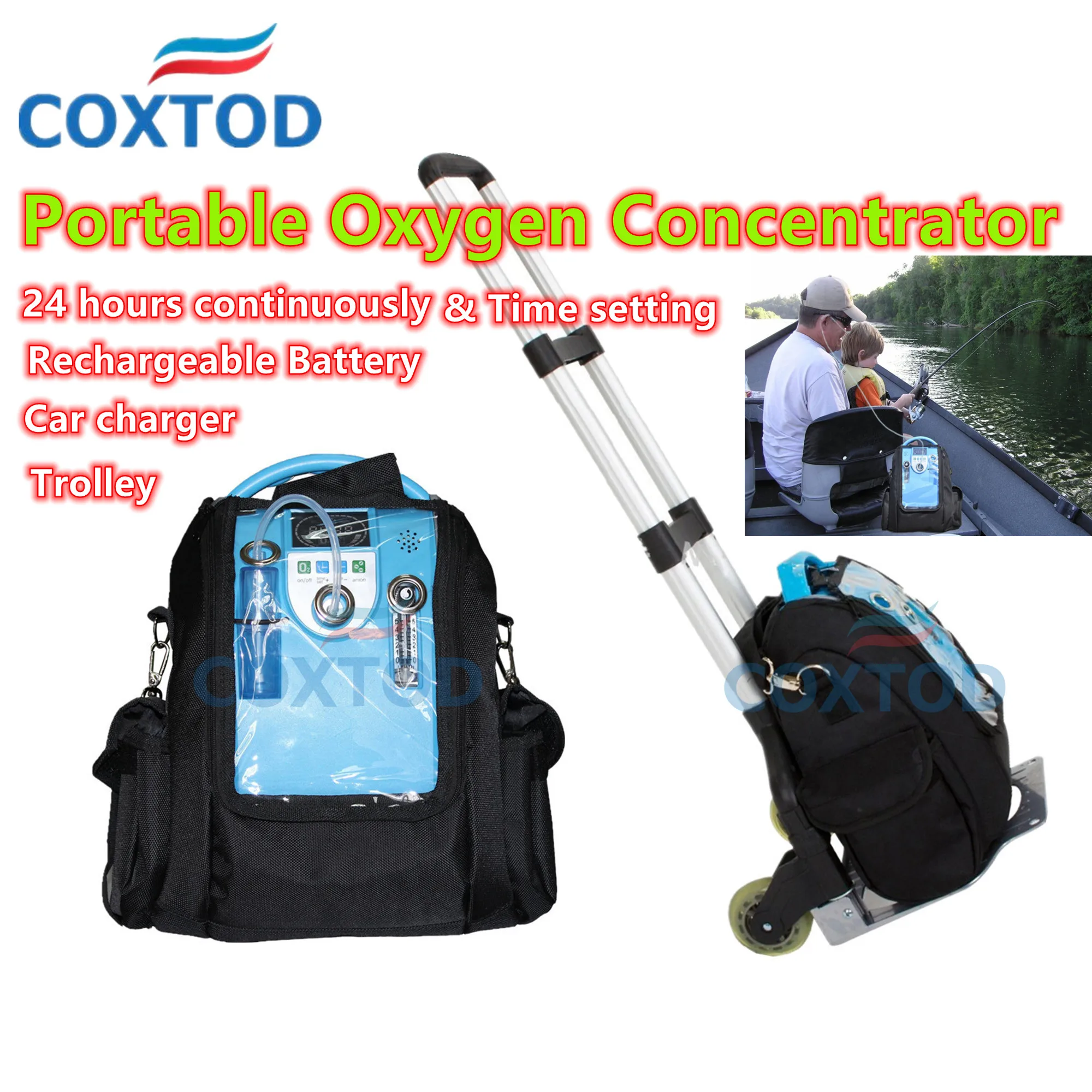 COXTOD 24hours Continuous Home use Oxygen Generator Concentrator Portable one Hour Battery Oxygen Machine Battery O2 Bar